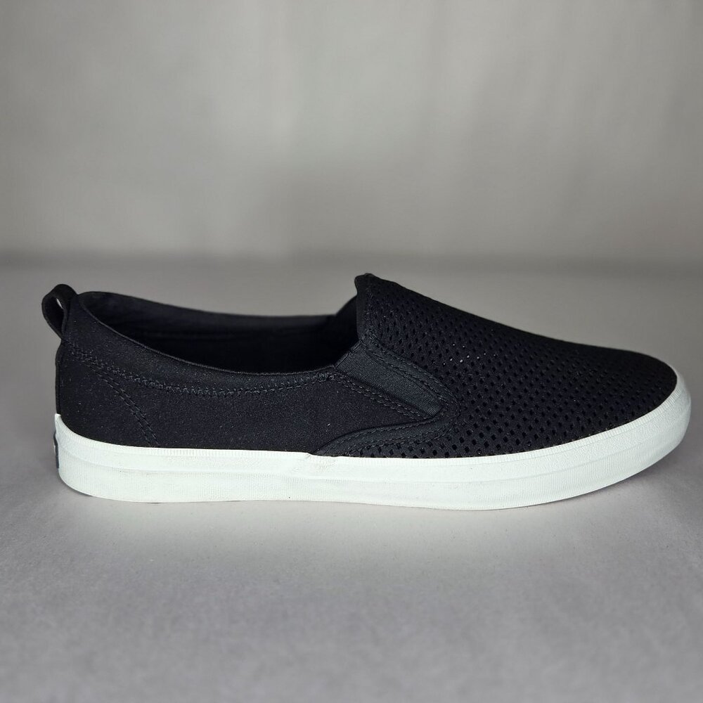 Sperry Women's Crest Slip-On Perforated Black Sneakers - Picture 2 of 7